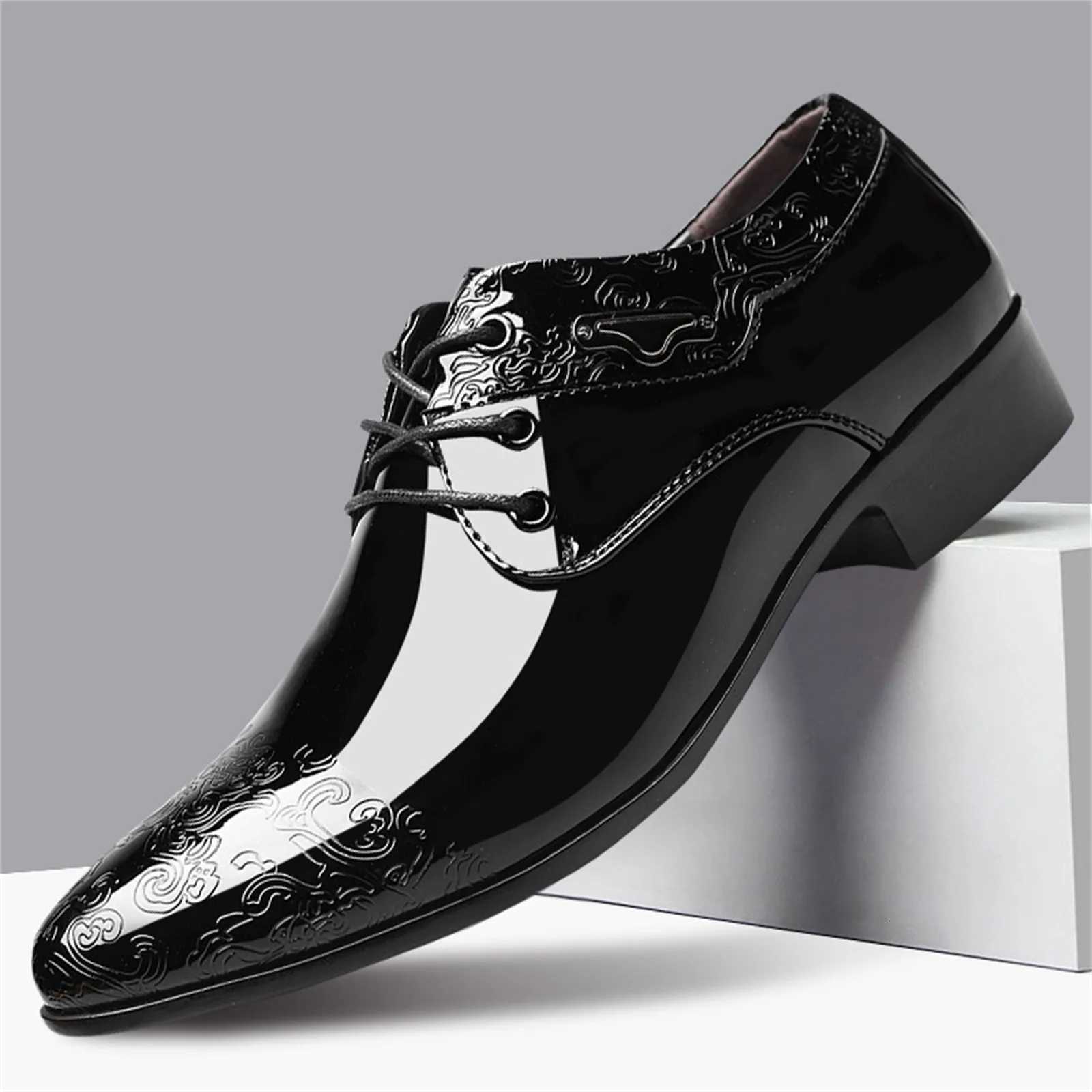 Mens Casual Business Shoes Formal Leather Shoes Lace Up Black Leather Men Wedding Party Oxford Shoes Y250731