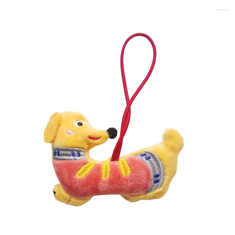 Kawaii Dachshund Plush Doll Cartoon Stuffed Puppy Keychain Pendant Backpack Charm Lovely Bag Hanging Decoration Kid Gifts