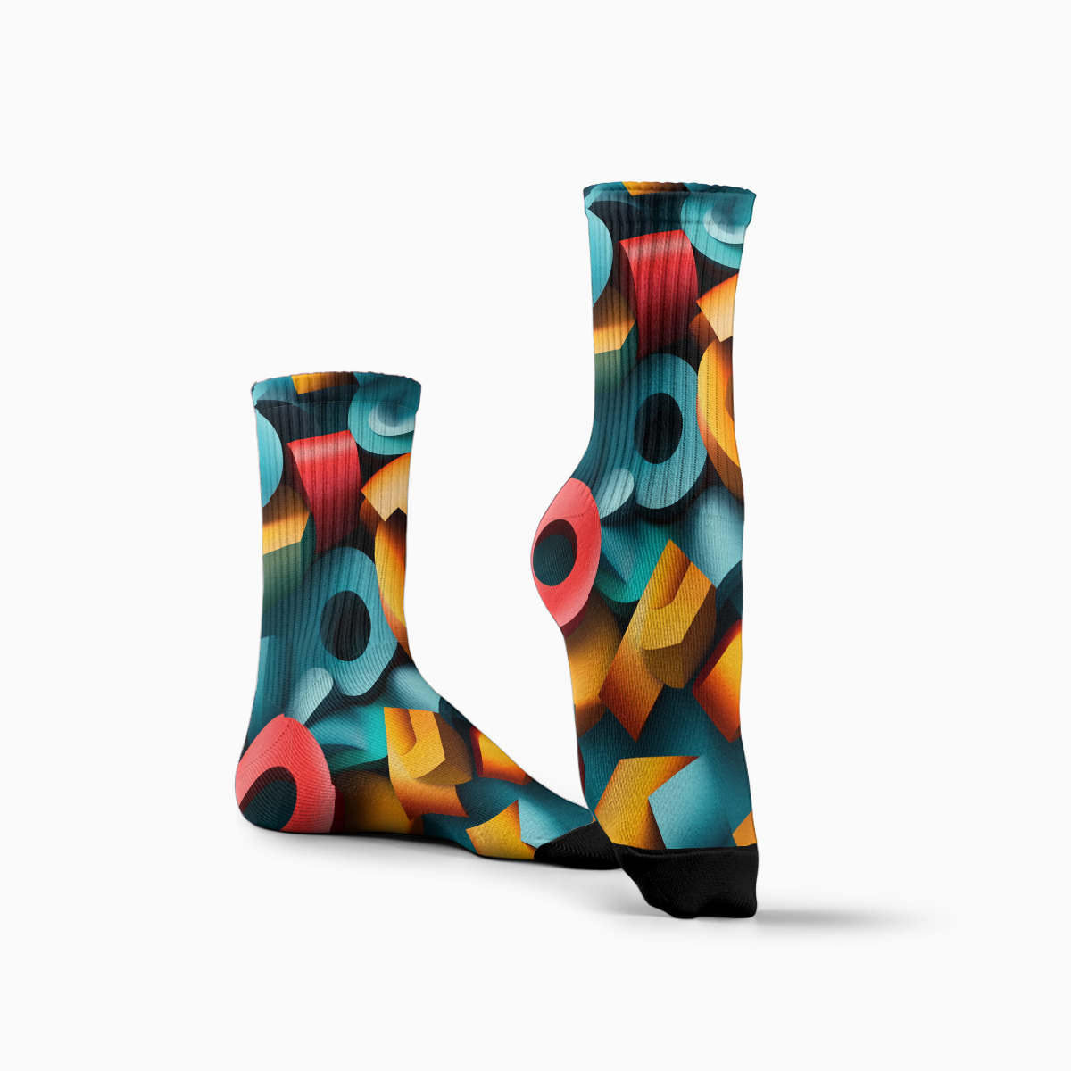 Geometric 3D Color Block Unisex Tube Socks C105