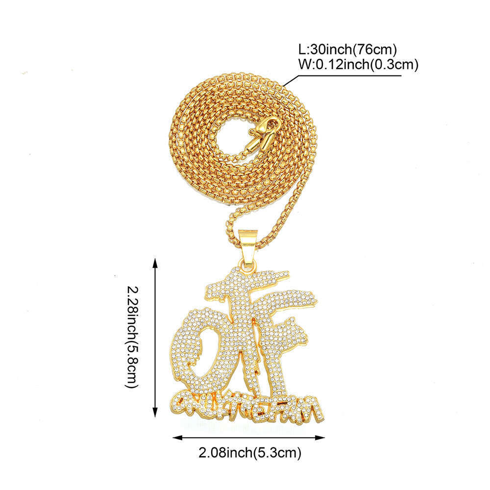 New Full OTF Letter Pendant Creative Personality Versatile Alloy Inlaid Dia Necklace