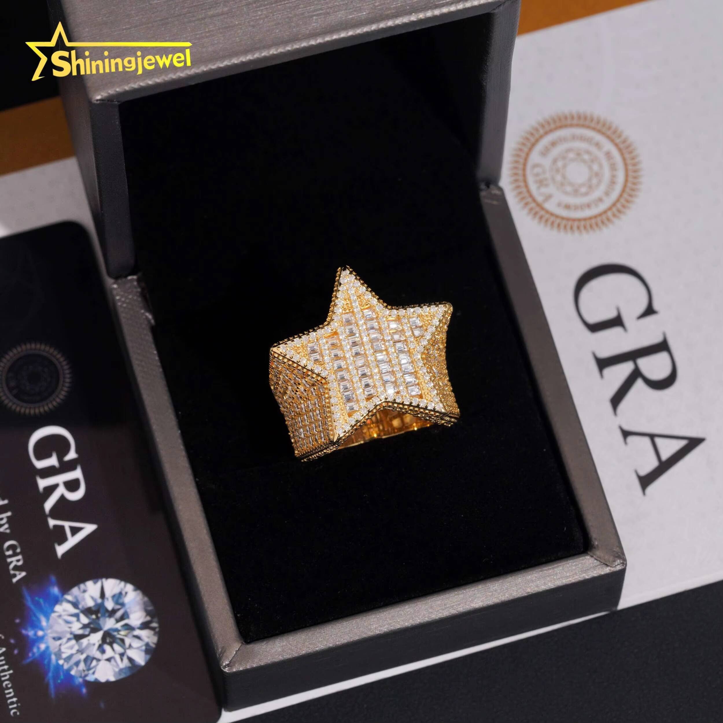 Pass Diamond Tester 925 Sterling Silver VVS Moissanite Hip Hop Iced Out Custom Ring