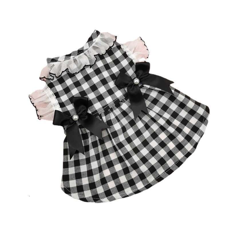 2023 Spring/Summer New Plaid Clothing Elegant Dog Clothes Pet Cat Dress