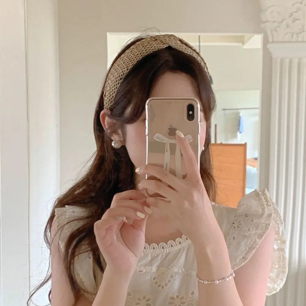 Beach Style Straw Headband Bohe Hair Band Weaving Cross Hoop Summer Women Hairband WideBrimmed Headwear Accessories 250716