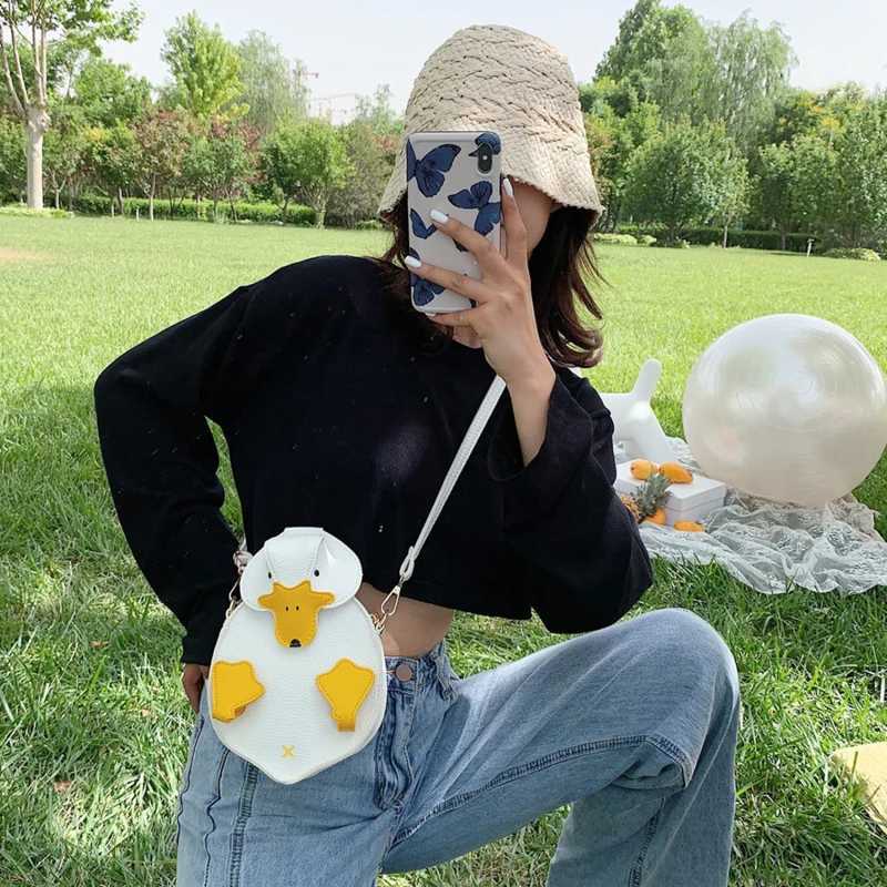 Women Duck Shape Bag Contrast Color Crossbody Female Soft PU Leather Shoulder Bag Cute Cartoon Duck Handbags And Purse Y250729