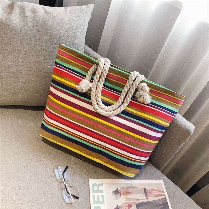 2025 New Canvas Women's Shoulder Handbag Simple Versatile Large Capacity Jute Shopping Beach Bag