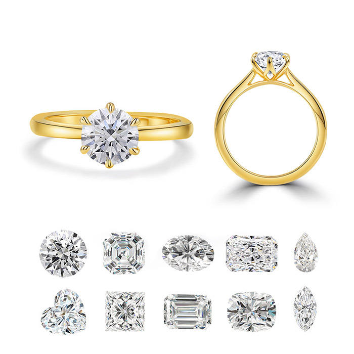 Customized Jewelry 1CT DE VS VVS IGI Tulip Setting Round Brilliant Cut Lab Diamonds 18K Gold Rings