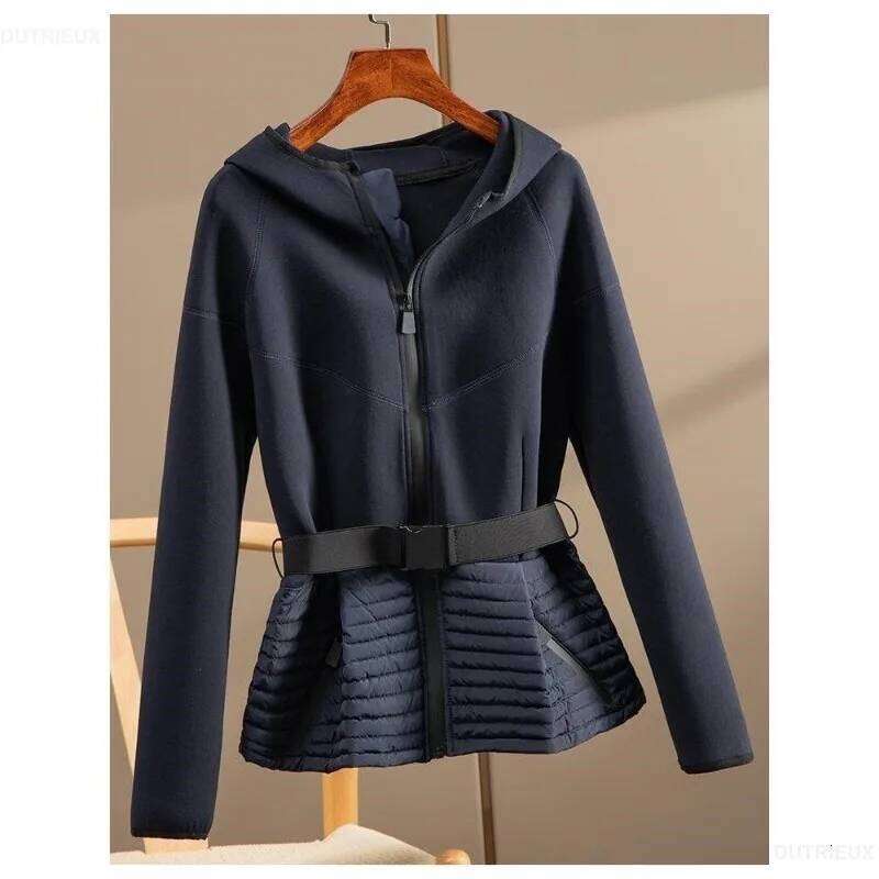 Designer Clothing Cotton Down Lotus Leaf Hem Winter Jacket Women Patchwork Parkas Hooded Tops Hoodies Chaquetas Para Mujer Vintage Coat Fashion