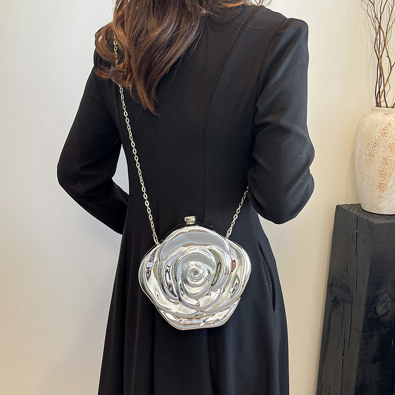 Rose Patterned Acrylic Fashion Messenger Bag with Elegant Design