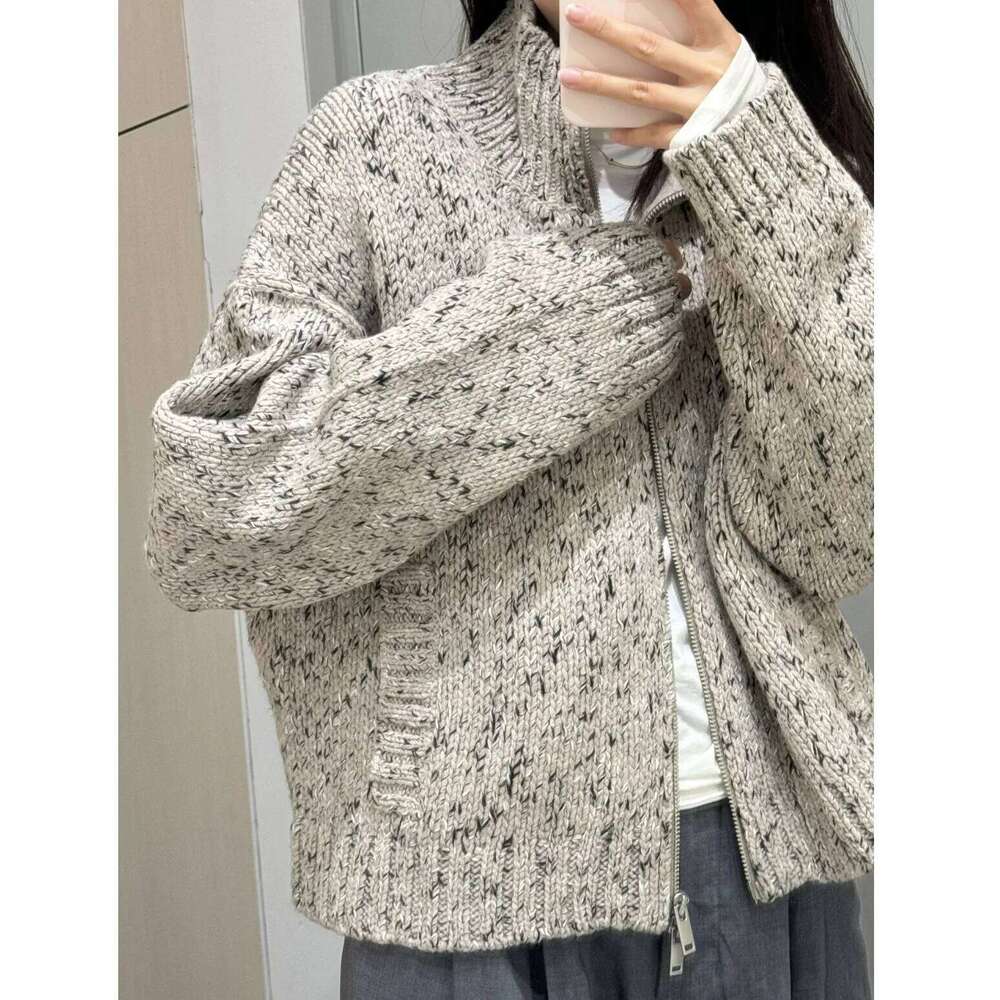 Ethereal MD 2025 Cos Spring New Style Of Women's Casual Version Blended Texture Zipper Cardigan 250728