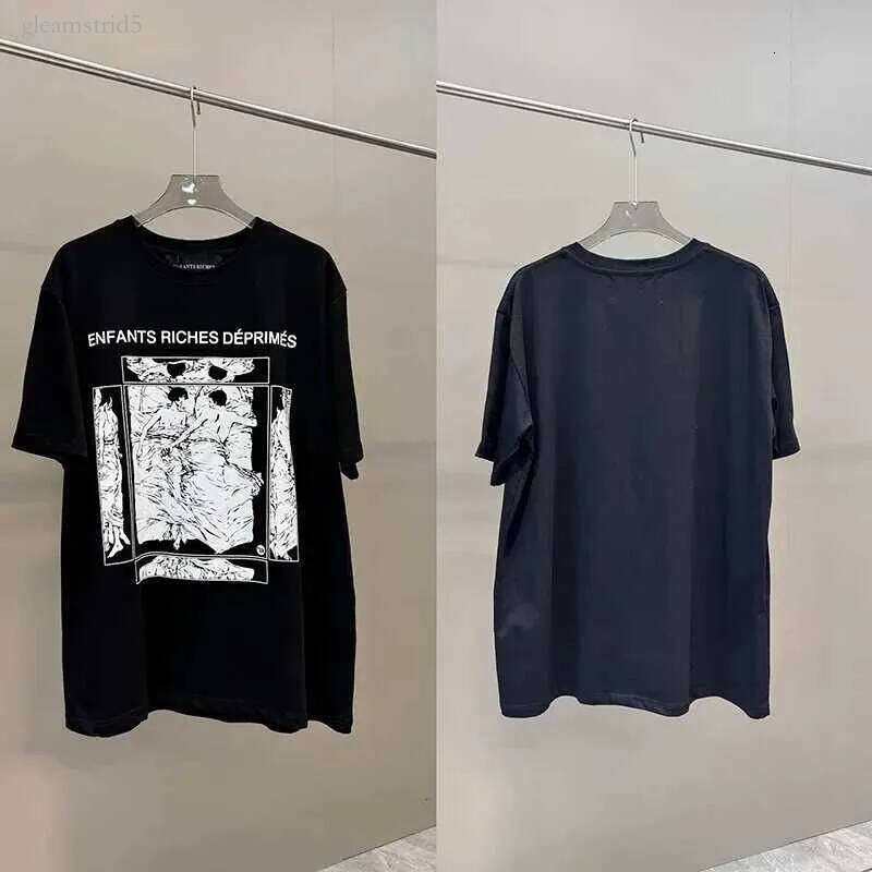 Enfants Riches Deprime T Shirt Classic High Street Crew Neck Tshirt Men's Vinatge Black Riches Washed T-Shirt Womens Portrait Photo Short Loose ERD Top T-Shirt 52E