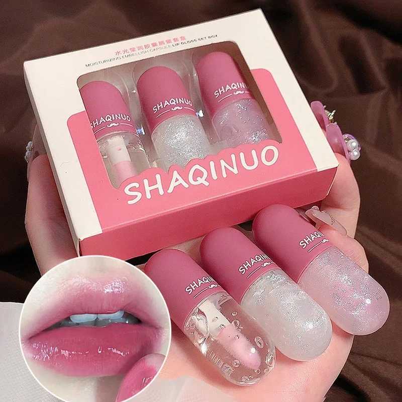 3PCS Lip Gloss Color Change Crystal Jelly Lipglaze Transparent Glass Lip Oil Moisturizing Glitter Liquid Lipstick Lip Cosmetics G250728