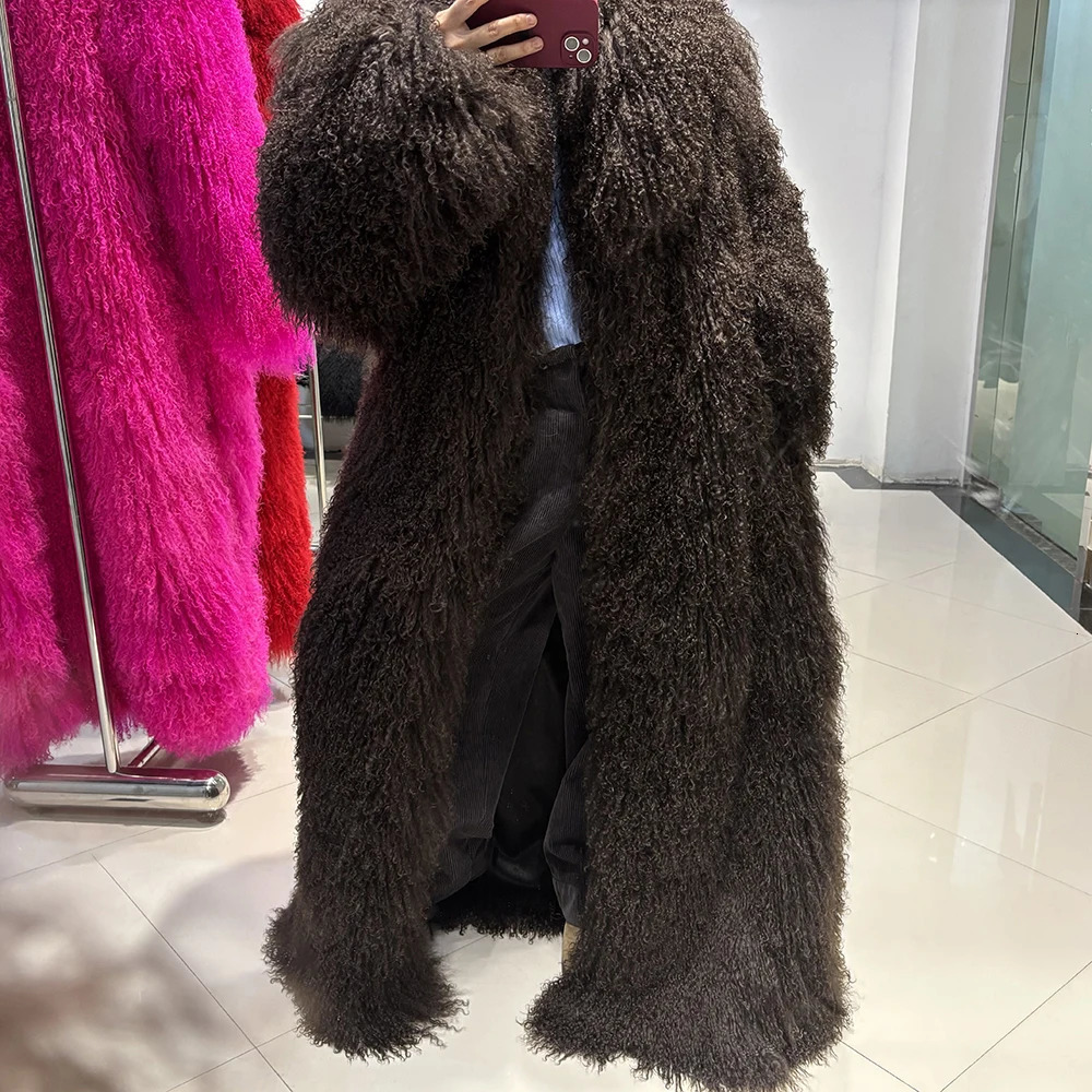 YOLOAgain Long Mongolian Sheep Fur Coat Women Fur Jacket Winter Outerwear Warm 250723