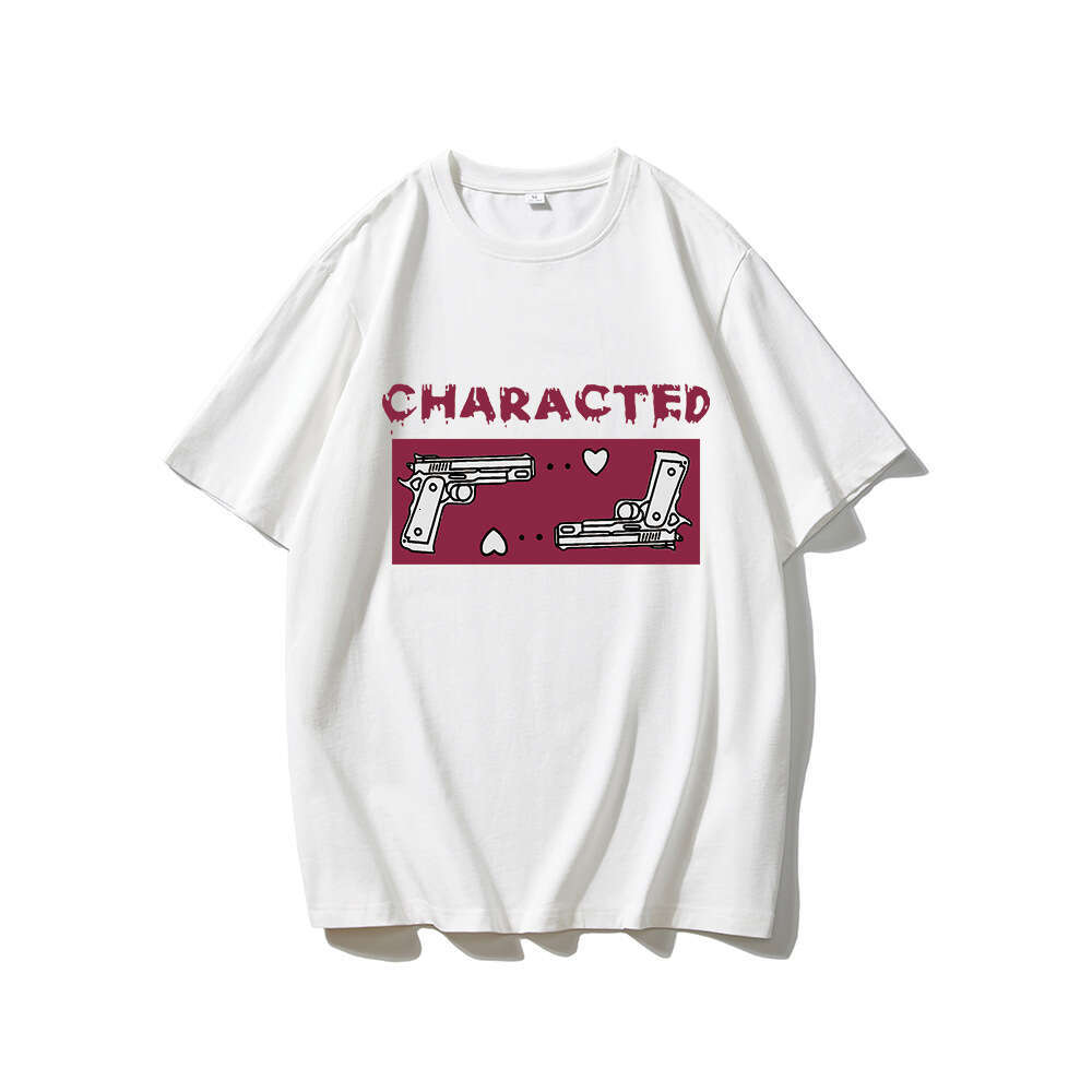 Ins Style Printed T-Shirt For Women, Summer New Versatile Loose Round Neck Pure Cotton Short Sleeve Top B5 h6