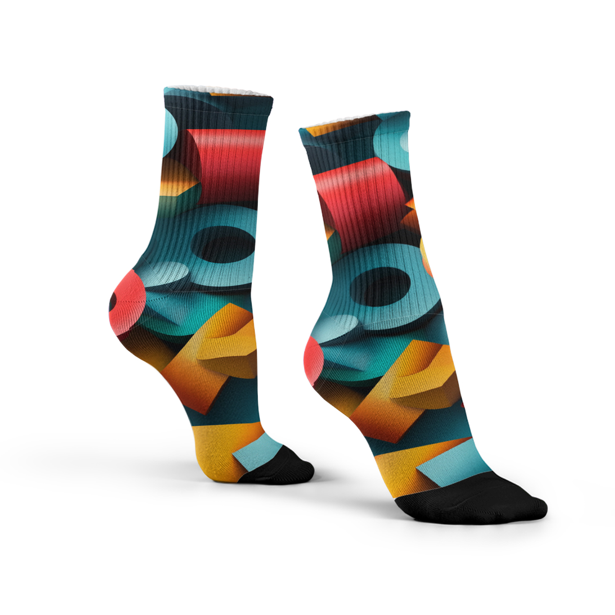 Geometric 3D Color Block Unisex Tube Socks C105