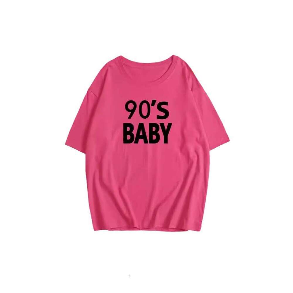 New American Style Letter Pure Cotton T-Shirt For Women Simple Basic Short Sleeve Top Versatile Loose Pullover B5