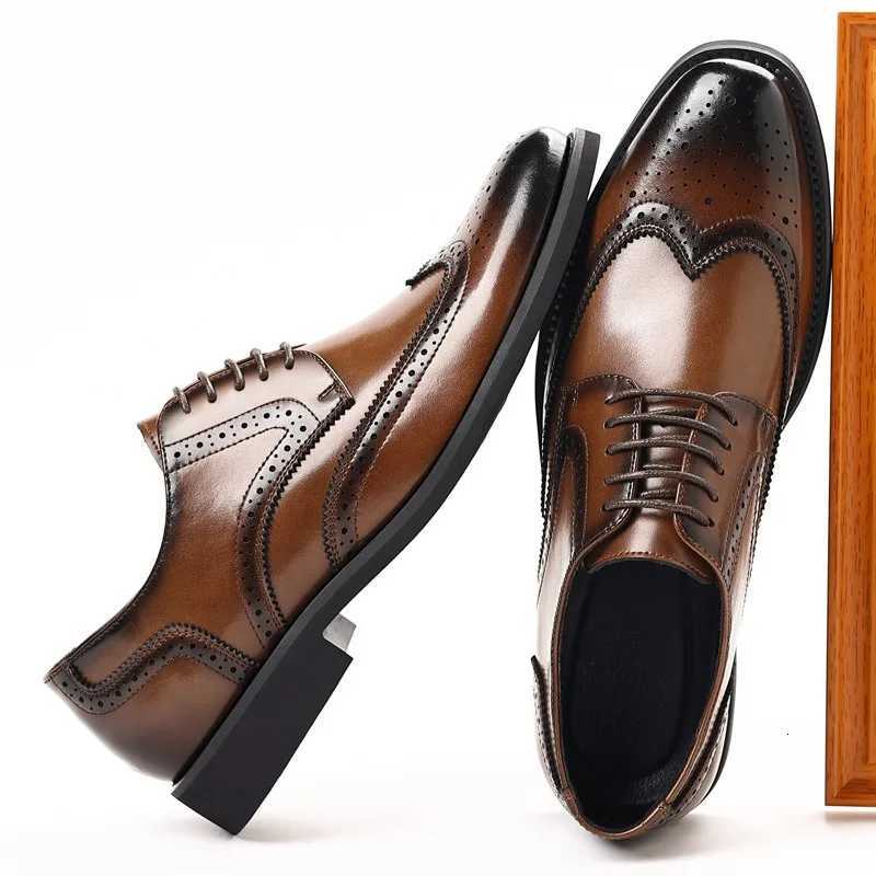 Classic Mens Formal Shoes Fion Casual Leather Shoe Brogue Shoes Cow Leather Business Dress Shoes for Men Wedding Shoe Y250730