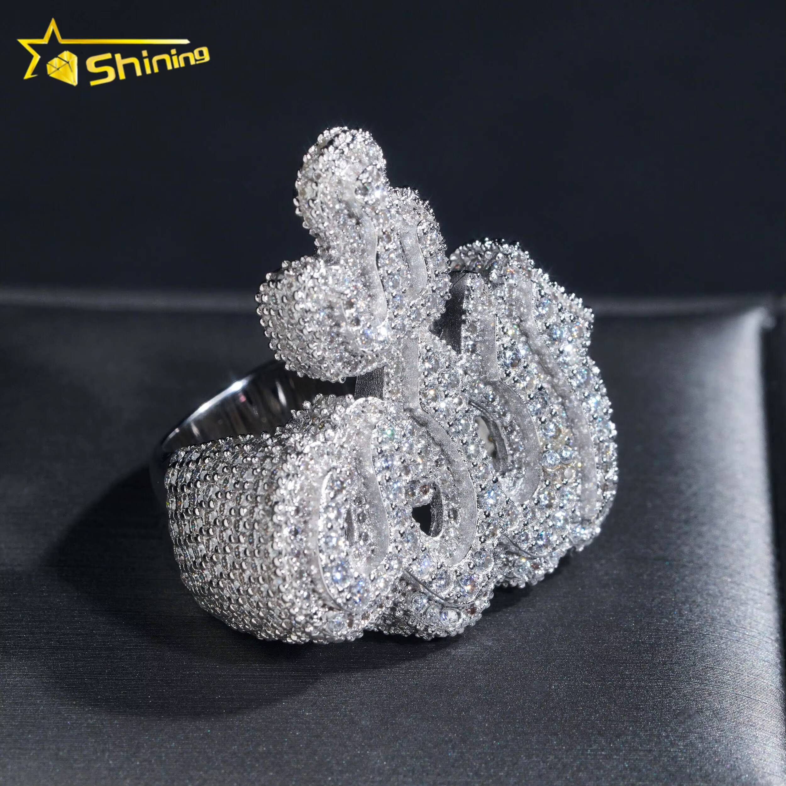 GRA Pass Diamond Tester 925 Sterling Silver Gold Plated Hip Hop Jewelry New Style VVS Diamond Moissanite Men Ring Allah