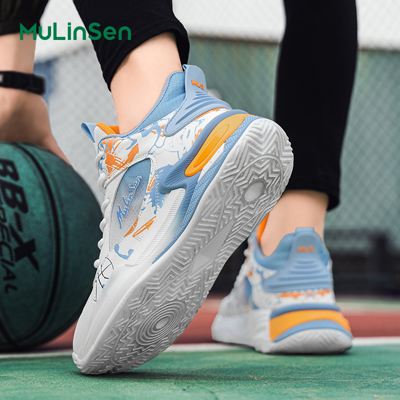 Mulinsen men's shoes summer mesh breathable basketball sports shoes men's shock absorption youth student casual trendy shoes