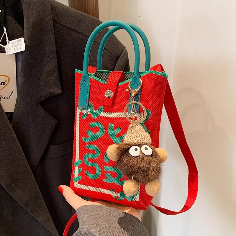 New Knitted Mobile Phone Bag New Year Wedding Series trend Cross border Women s Handbag Designer Bag Women s Crossbody Bag