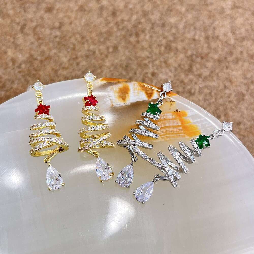 Unique Niche Design Christmas Tree Earrings for Women, Autumn Winter Atmosphere, Elegant Earrings, Cute and Delicate Ear Accessories 835