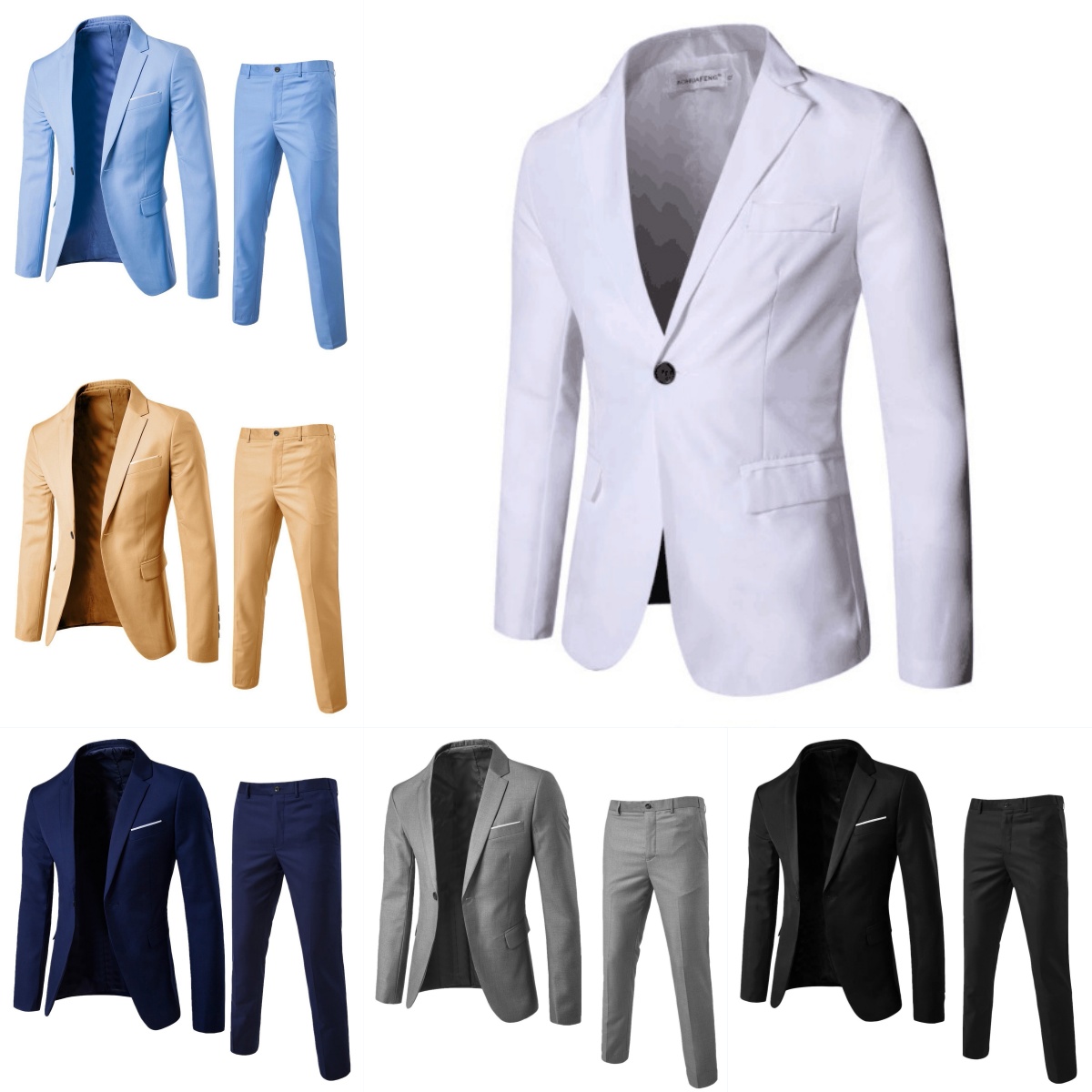 Men's two-piece business and professional formal Men's Suits Korean Style Slim-Fit Mens Business Formal Suit for Weddings - Two-Piece Groom 