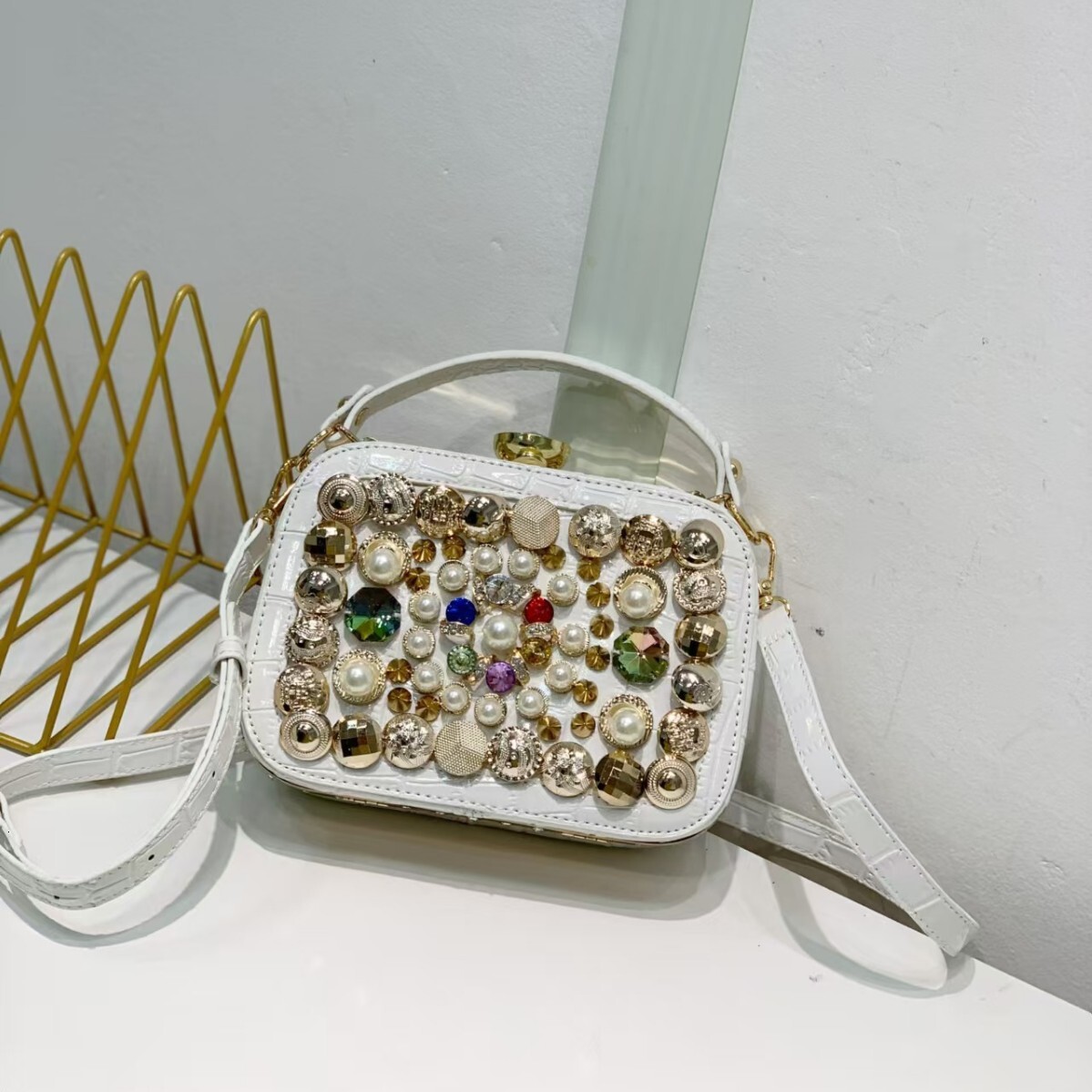 2025 New Fashion Street Style Button Small Square Handbag Crossbody Bag Valentine's Day Gift ddmymoon