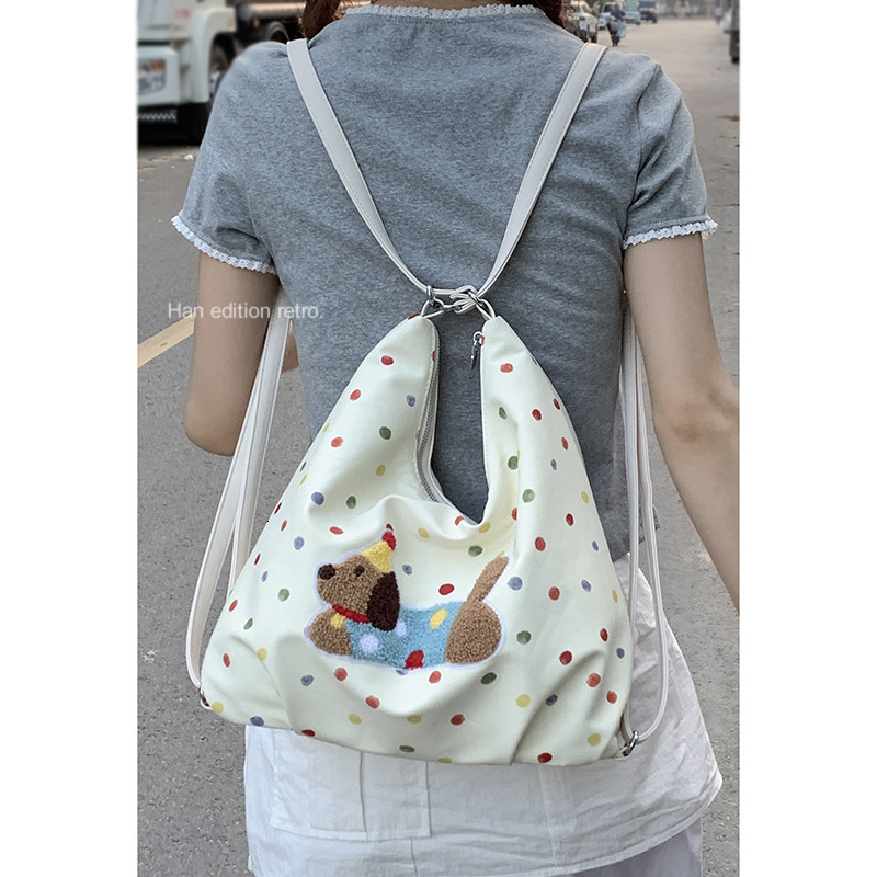 Summer New Women's Shoulder Bag Dachshund Canvas Bag Women's New Fashionable Korean Style Minimalist Backpack Casual Large Capacity Backpack