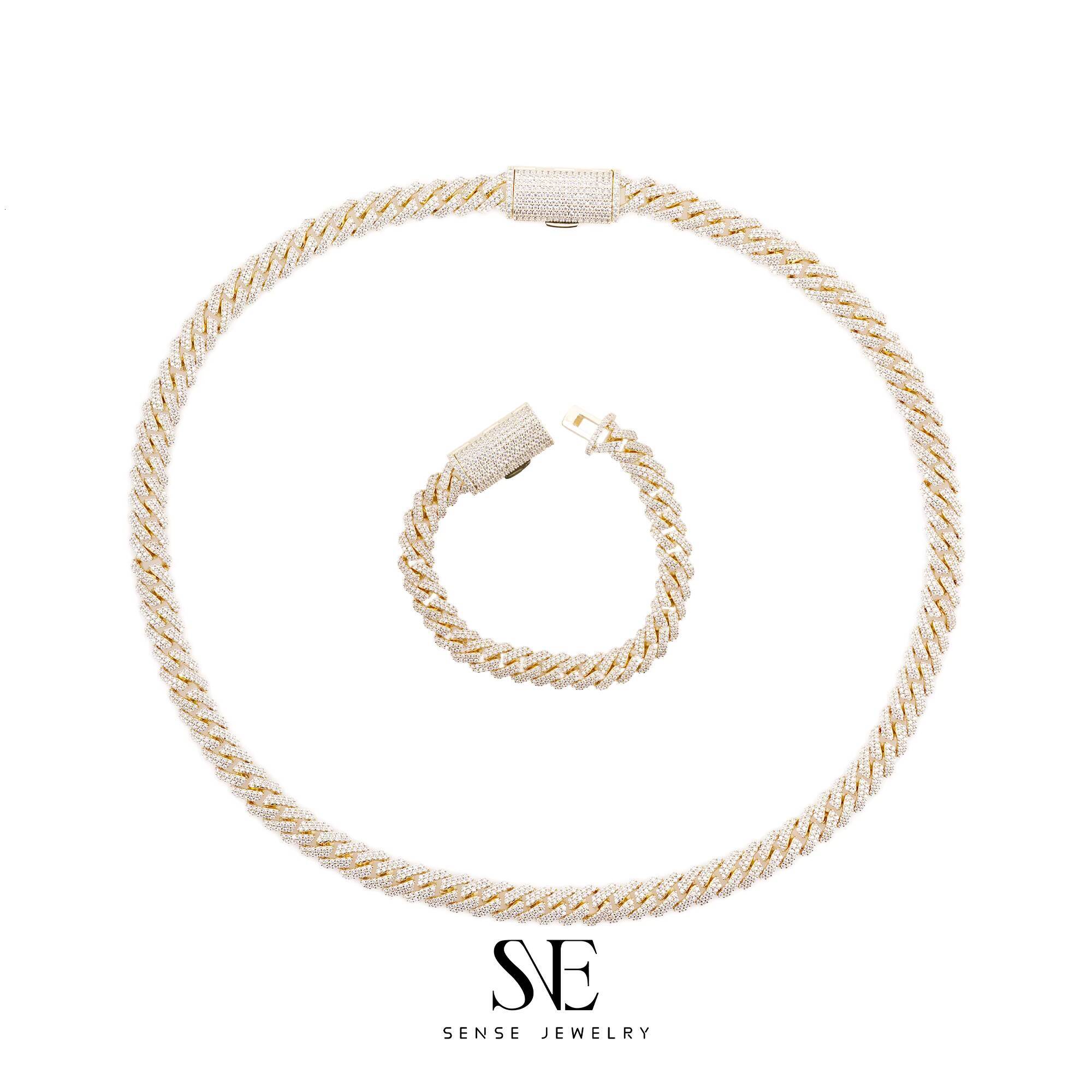 1pc Moissanite Bracelet Bangle Hip Hop Style S925 Silver Iced Out Necklace VVS Moissanite Men Necklace Bling Cuban Link Chain