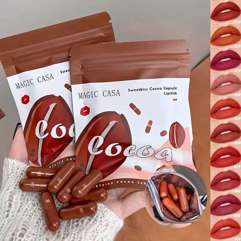 10Pcs Chocolate Mini Lipstick Set Long-Lasting Matte Velvet Lipstick Creamy Texture Non-Sticky Cup Design for All Skin Types G250729
