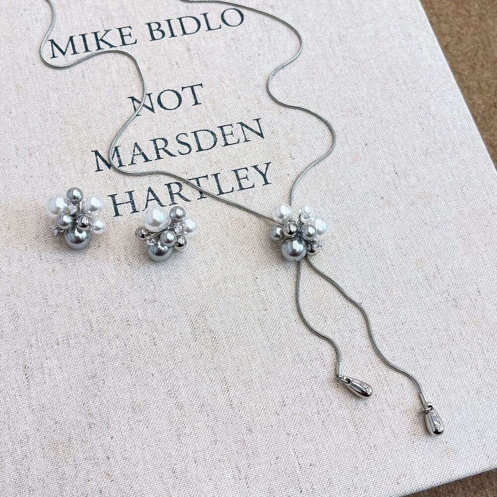 French Style High-End Pearl Tassel Long Necklace Autumn Winter New Fashion Sweater Chain Exquisite Versatile Elegant Earrings 63f