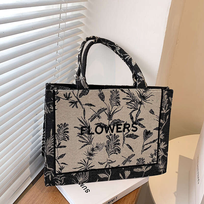 2024 Tote Bamboo Leaf Hard Canvas Large Capacity Simple Fashion Bag for Women