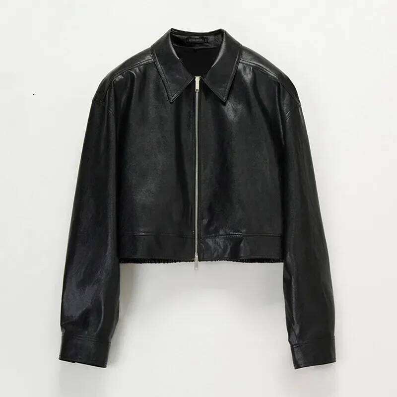 Designer Clothing Womens Jacket Leather Coat Triangle Badge Coats Designer Women Fashion Classic Leather Jacket Loose All-Match Short American Street 