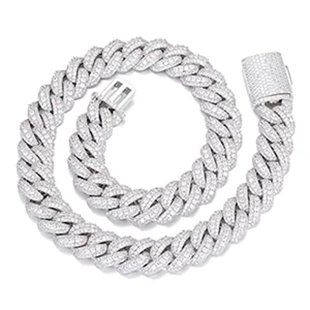 Mens Iced Out Moissanite Cuban Hip Hop Chain Fashionable Link Bracelet