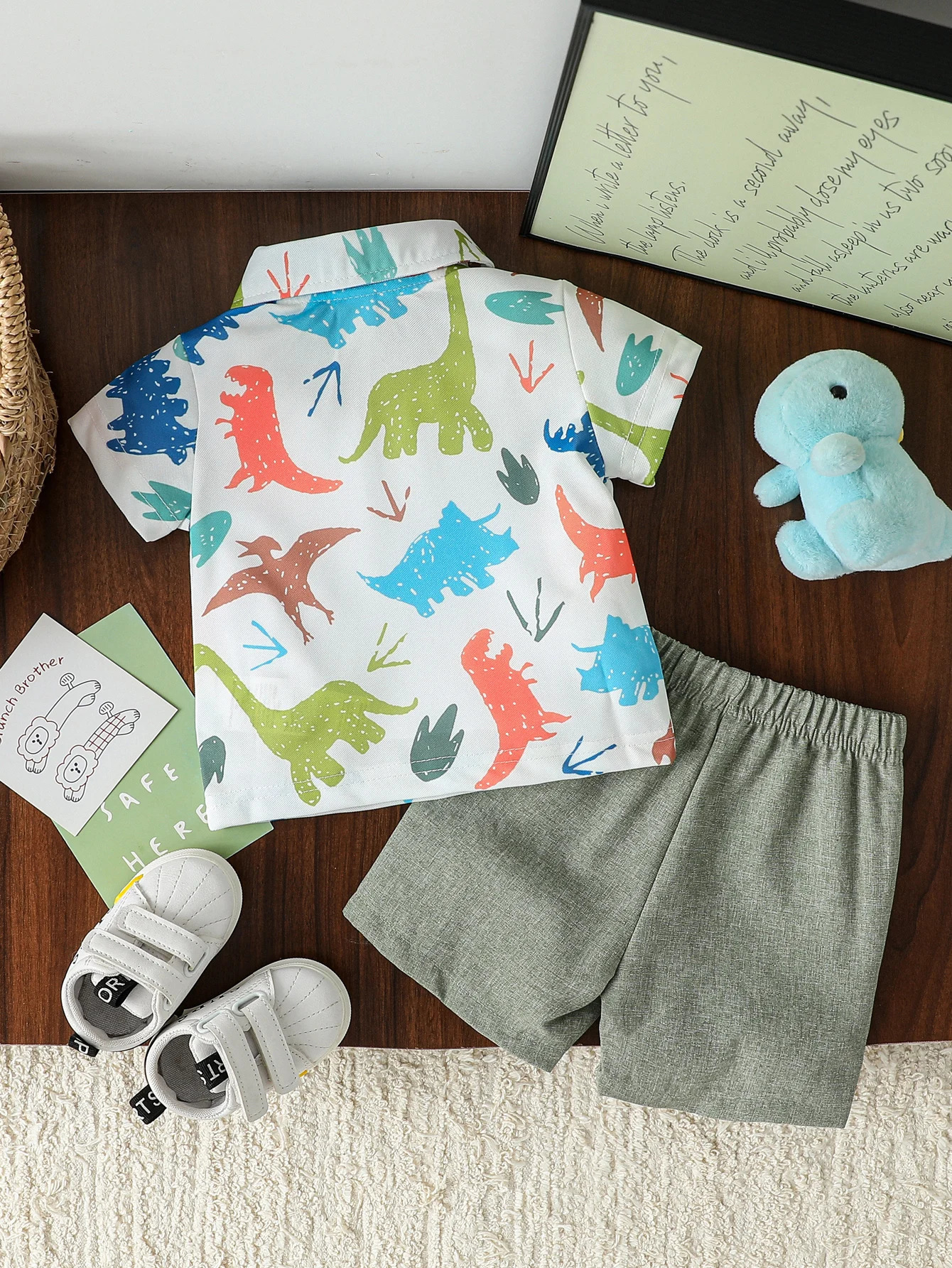 Summer Cool Baby Boys Pullover Short Sleeves Dinosaur Prints Two-Piece Suit For 1-3Y Cute Clothes Sets 250729