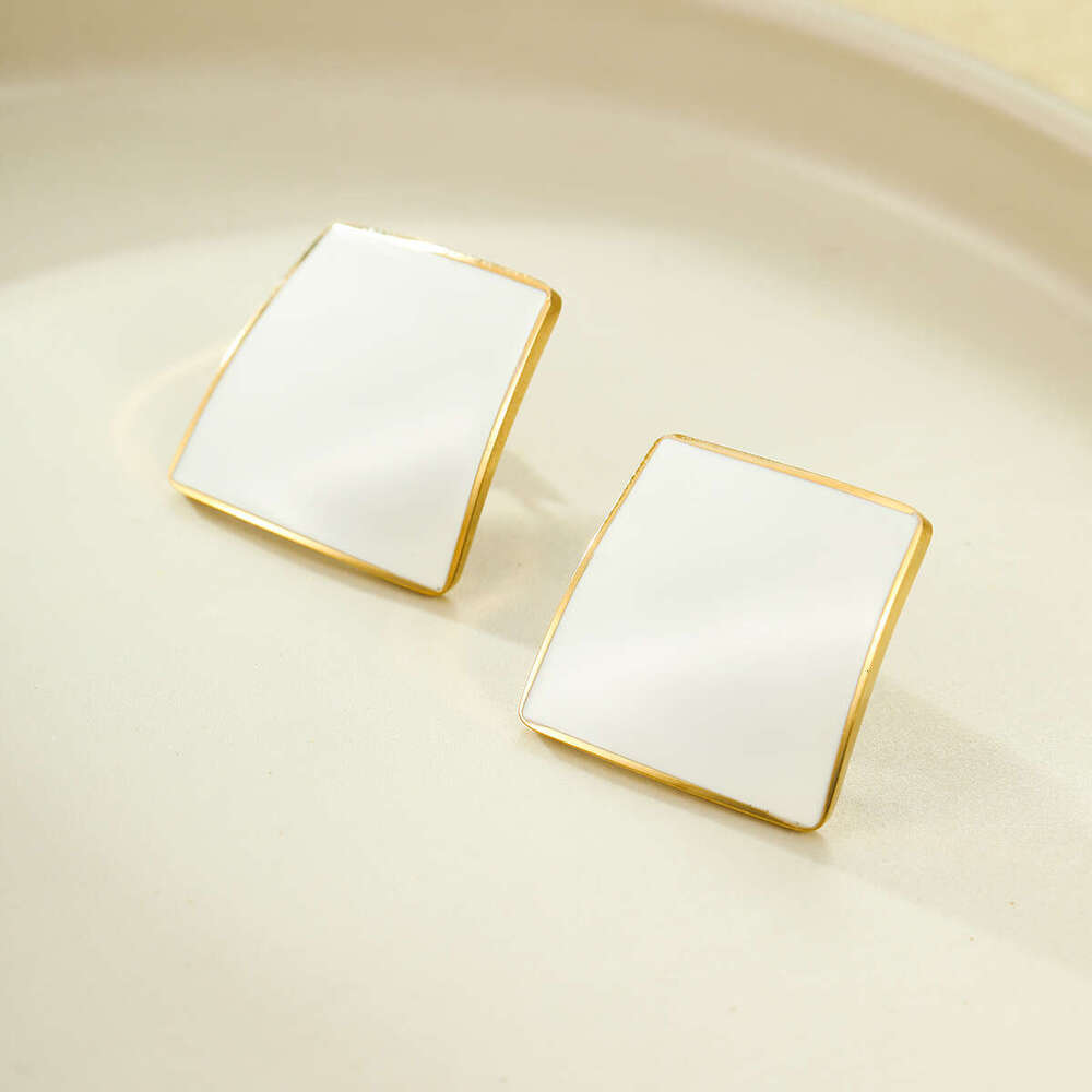 Geometric Square Stainless Niche Design Sense Light Titanium Steel Earrings