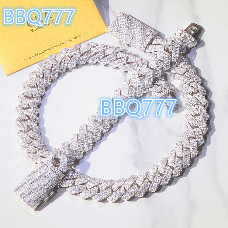 2025Yu Ying Jewelry 20MM 4rows Heavy Silver 18k Gold Plated Necklace VVS Moissanite Diamond Cuban Chain for Men