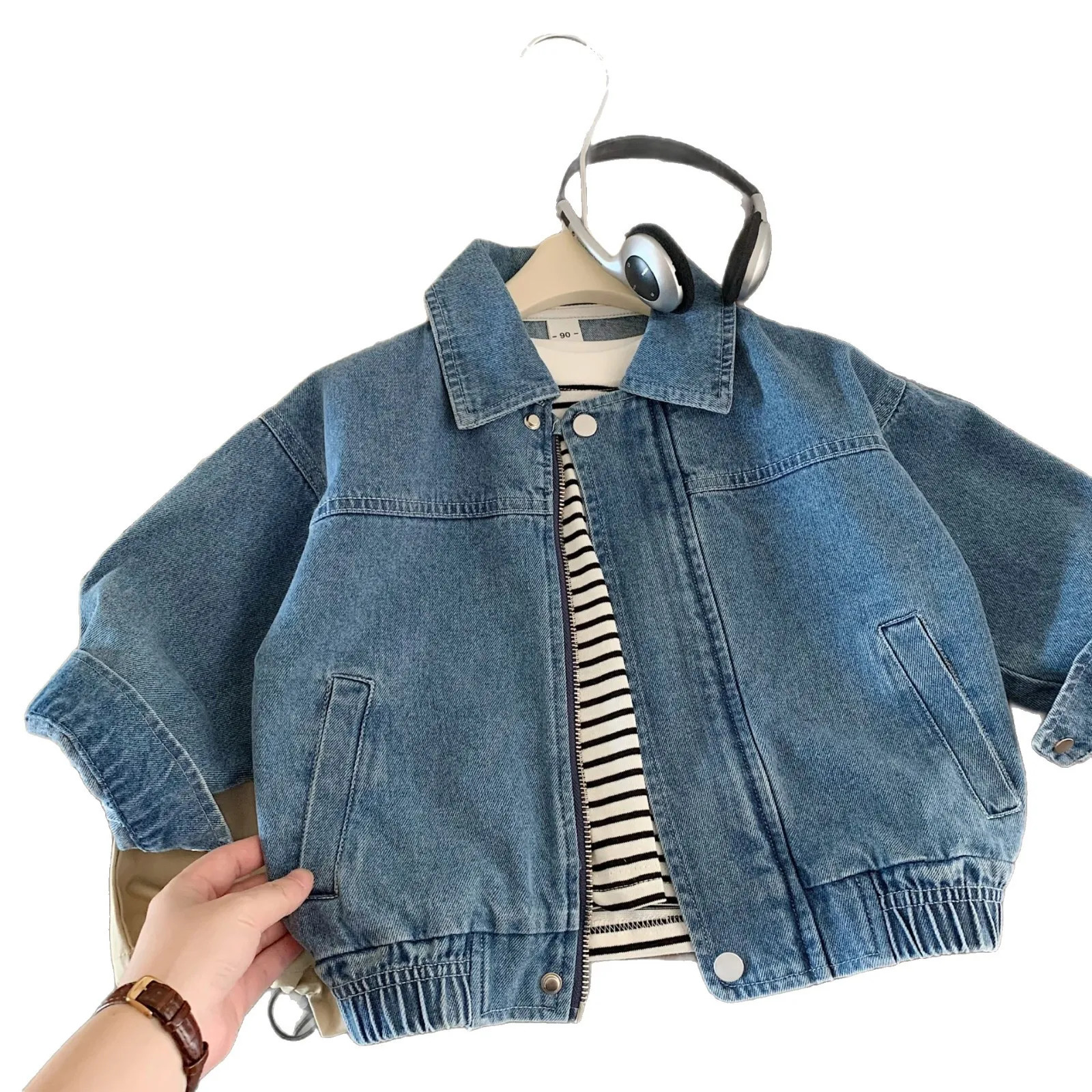 Baby Boys Autumn Denim Coats Cartoon Printed Zipper Toddler Boys Outerwear Turn Down Collar Long Sleeves Kids Baby Boy Jacket 250729