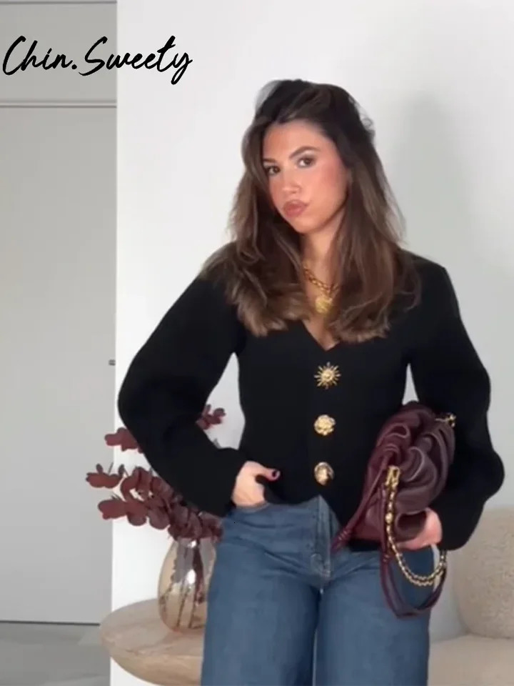 Spring Fashion Knit Cardigan Women Elegant Vneck Full Sleeves Single Breasted Cardigans Female Casual Lady Knitwear 250730