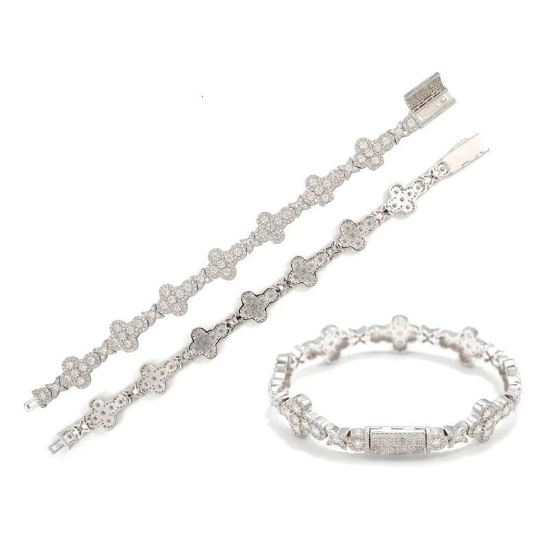 Versatile Sterling Silver 925 Vvs1 Moissanite Diamond Cross Cuban Men Bracelet Hip Hop 10mm 13mm Iced Out Cross Link Bracelet