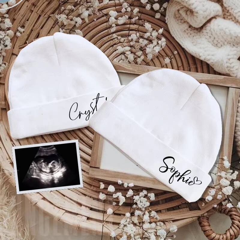 Newborn Hospital Hat Baby Beanies Cap with Name Cotton Hats Personalize Windproof Headwear Infant Shower Gift ddmyshoesvip