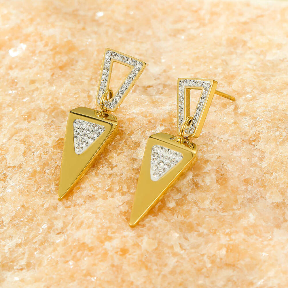 Titanium Long Style High-end Jewelry Gold Stainless Steel Winter Stud Drop Earrings for Women