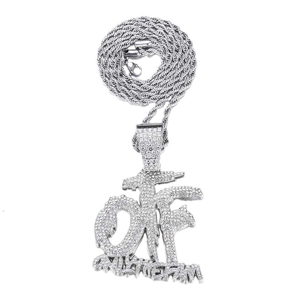New Full OTF Letter Pendant Creative Personality Versatile Alloy Inlaid Dia Necklace