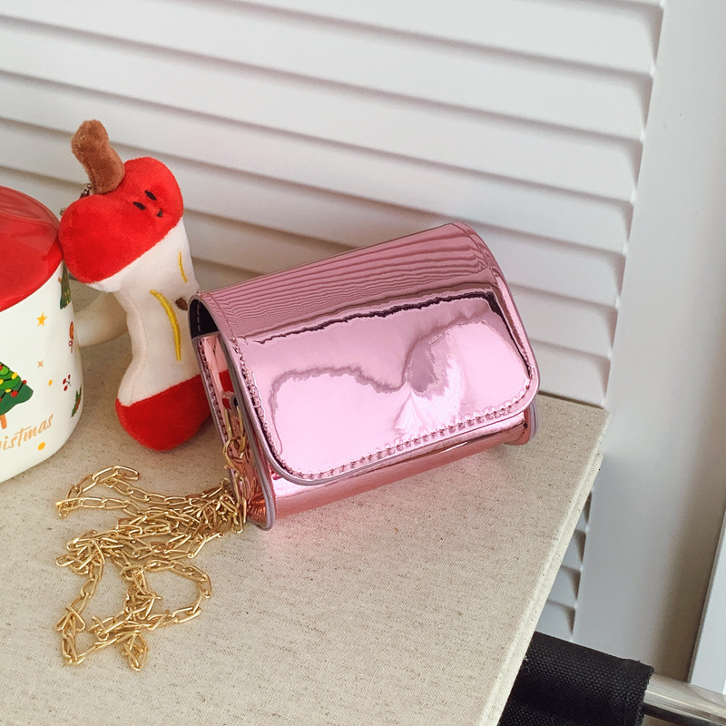 New Fashion Lacquer Leather Women's Long Stick Bag Texture Bright Color Single Shoulder Slant Small Square Bag Designer Bag Women's Crossbod