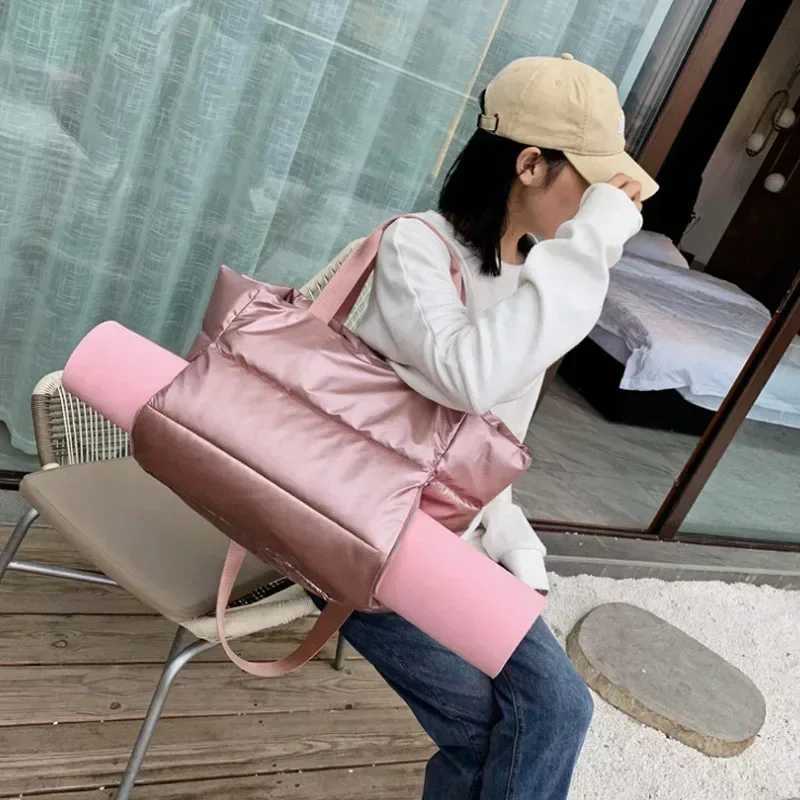 100% Cotton Waterproof Swimming Yoga Mat Weekend Travel Duffle Bags for Women Sport Fitness Shoulder Handbag Y250730