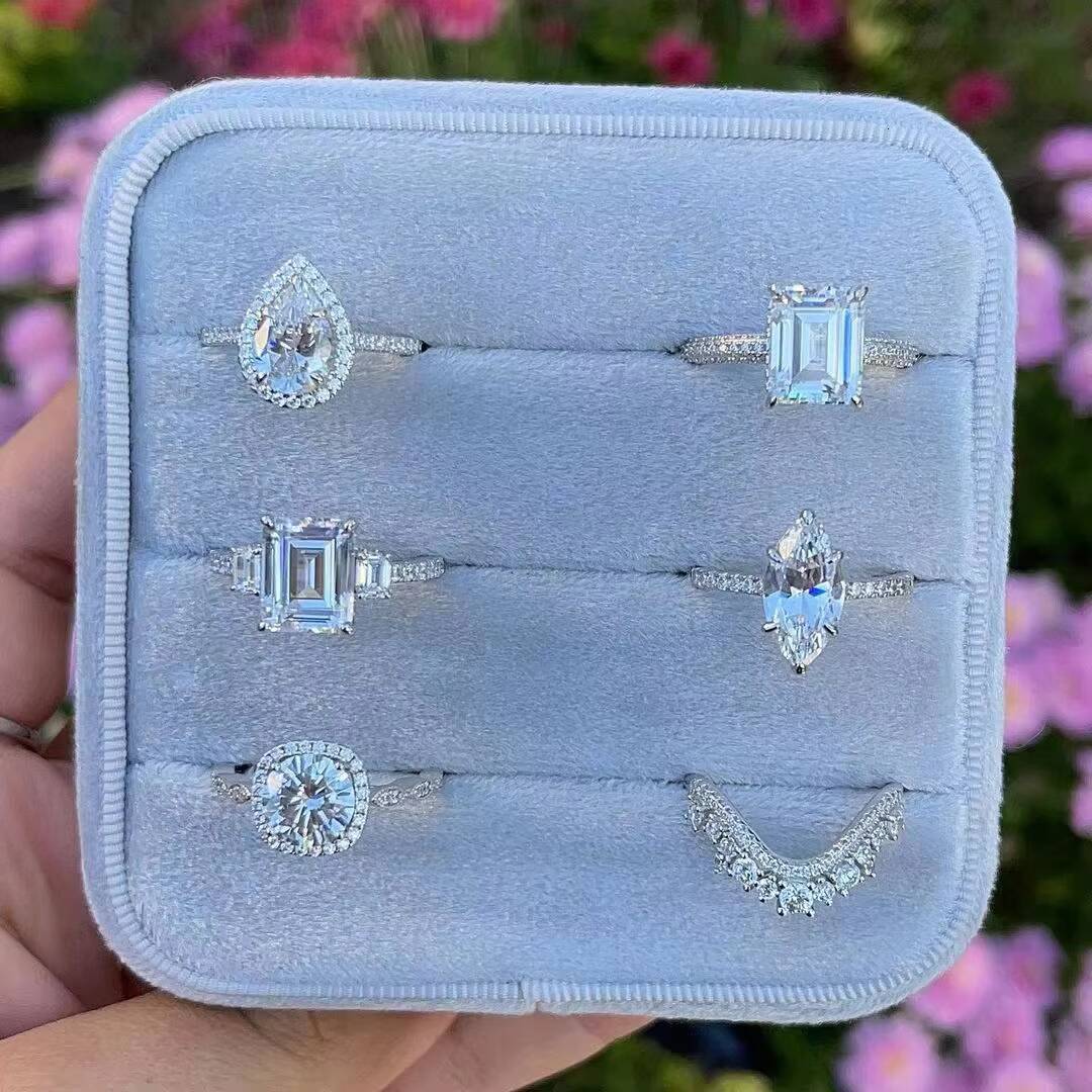 Wholesale Handmade Wedding Rings Couple Set Original Gold 14K Moissanite Diamond Ring 925 Sterling Silver Engagement Women Ring