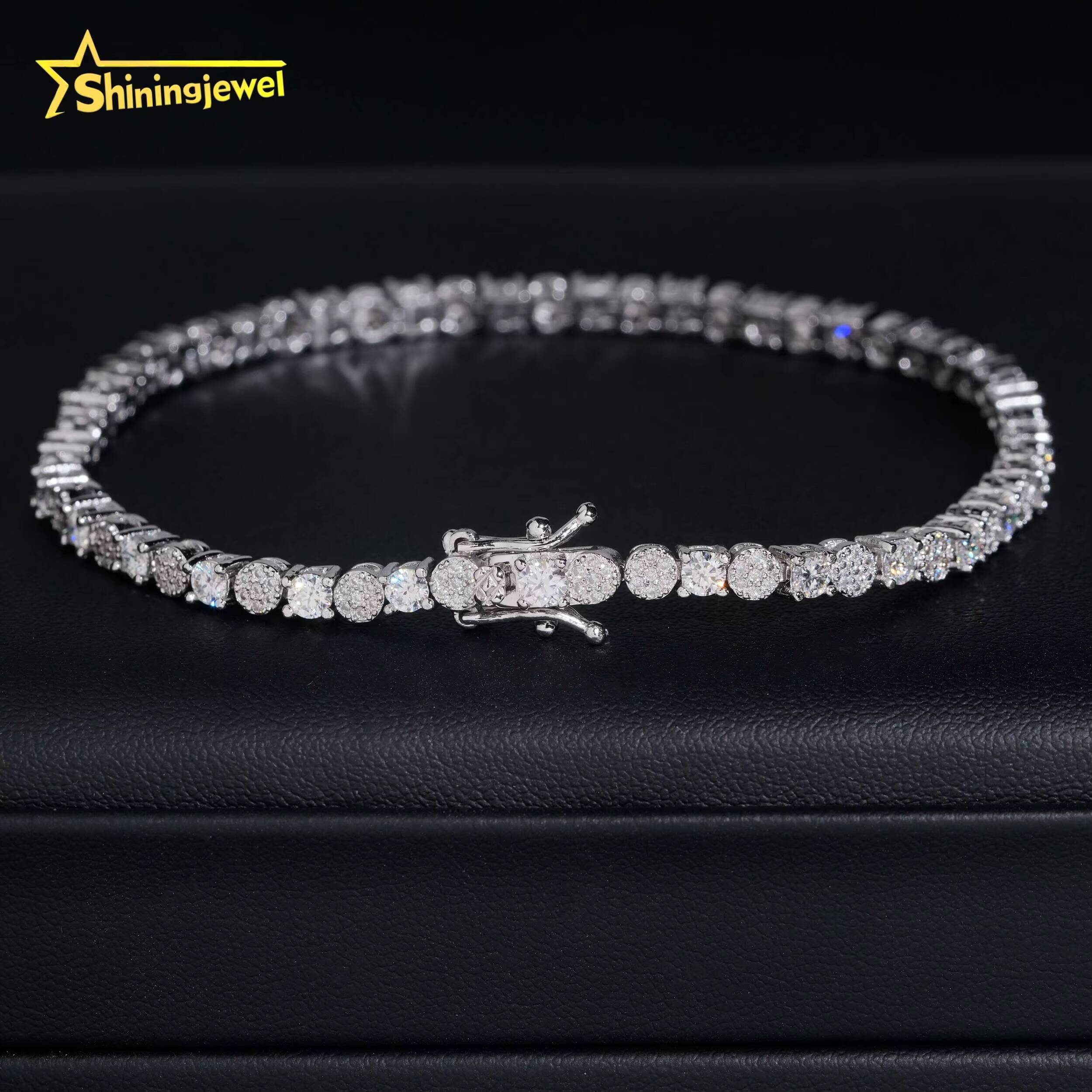 Unique Iced Out Elegant Moissanite Jewelry Hip Hop High Quality 3.8mm S925 Tennis Bracelet