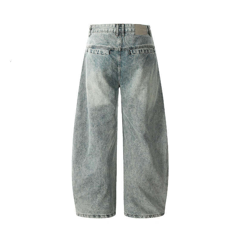 2025 New Washed Vintage Scimitar Jeans Wide-Leg Floor-Length Design Casual Trendy Men's Pants B5