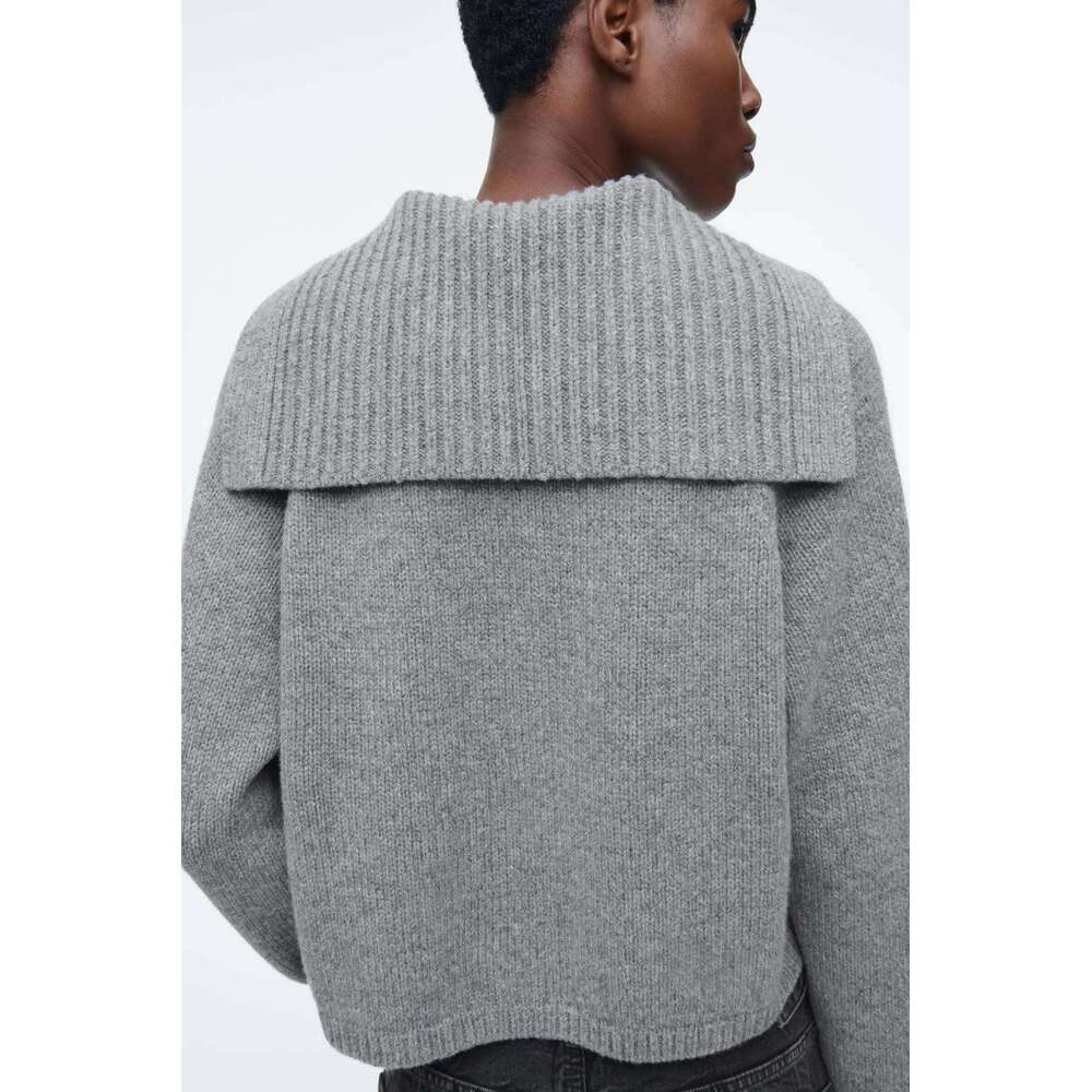 Ethereal MD 2025 Spring New Style Of Women's Casual Standard Crew-Neck Gray Cardigan 250728