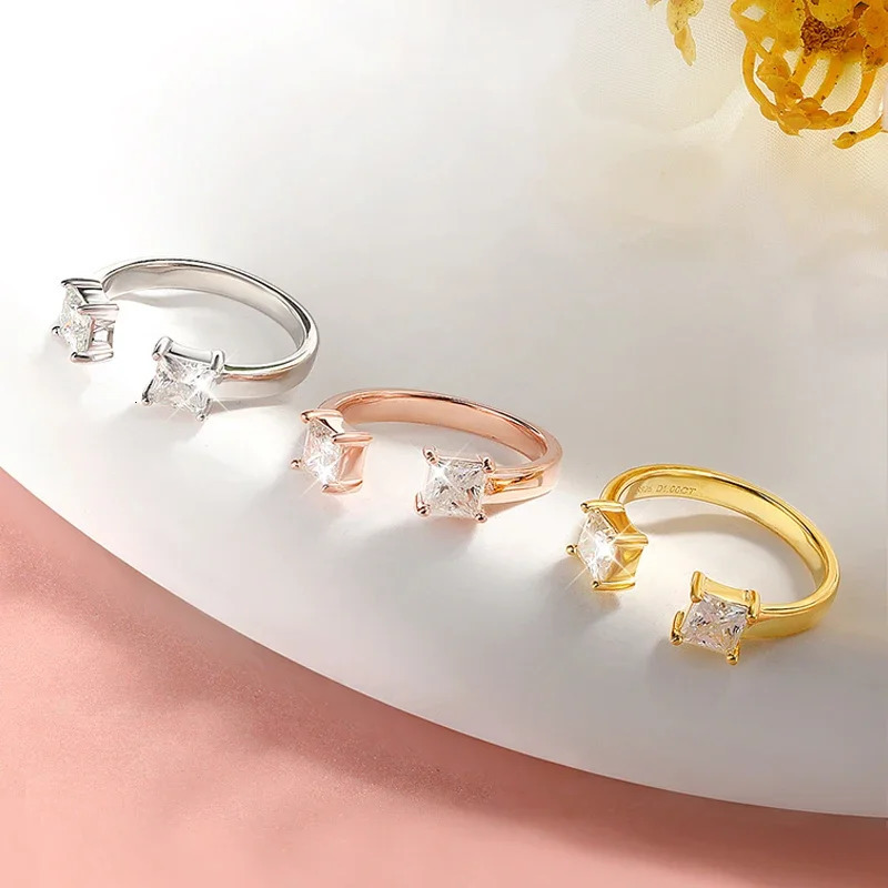 Smyoue 1CTTW 4.5mm Princess Cut GRA Certified Rings for Women Adjustable 100% 925 Sterling Silver Wedding Party Band 250722