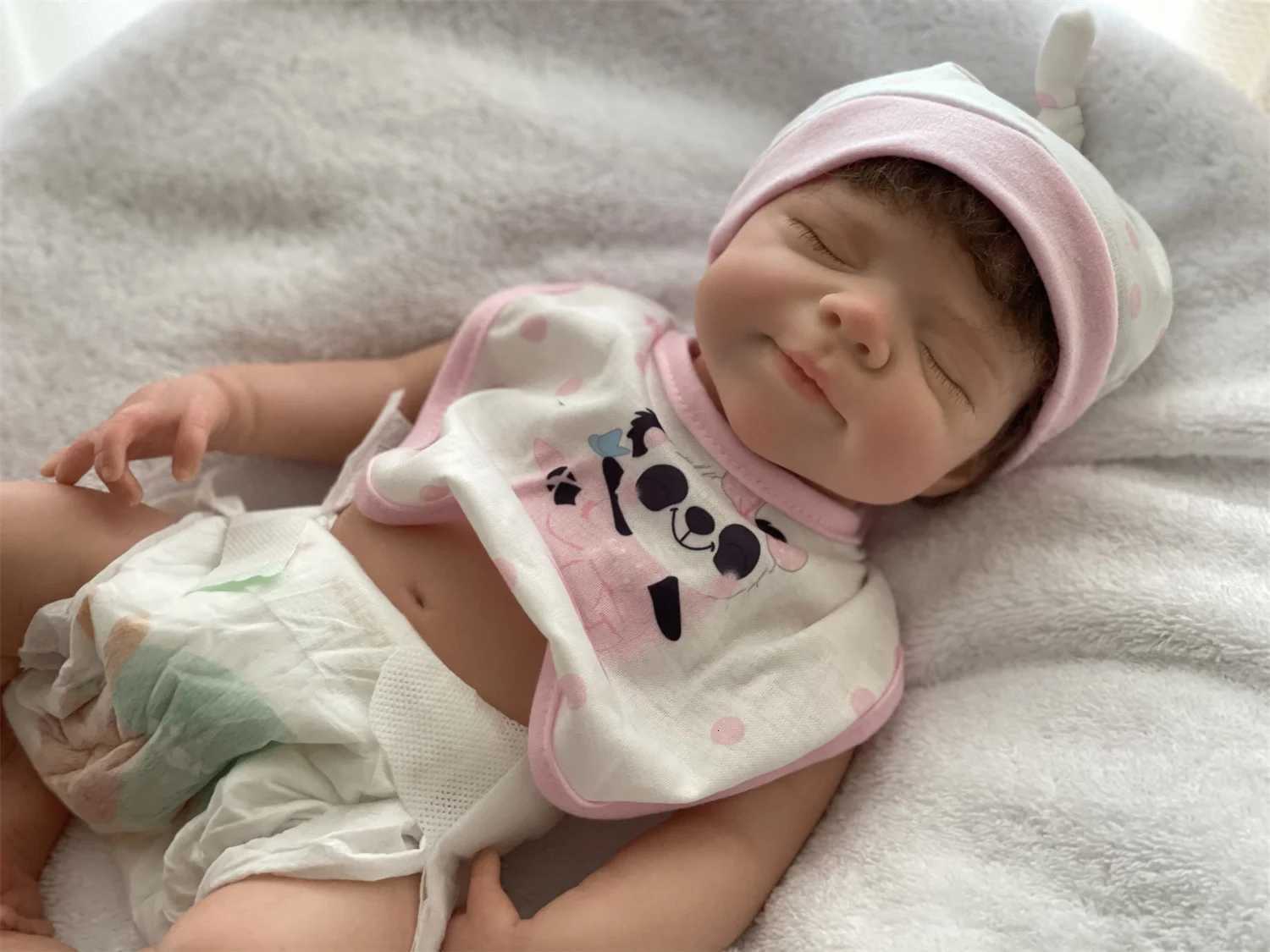 45cm Can Open Mouth Pascale Solid Silicone Reborn Baby Girl With Rooted Hair Washable Lifelike Realistic Newborn Baby Doll XJ250730
